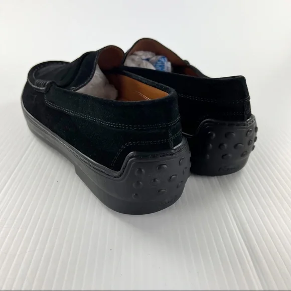 Tods Black Suede Vibram Driving Penny Loafers Shoes - Picture 5 of 7